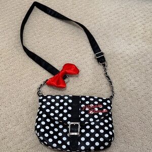 Minnie, mouse Black and White Polka Dot Crossbody Bag